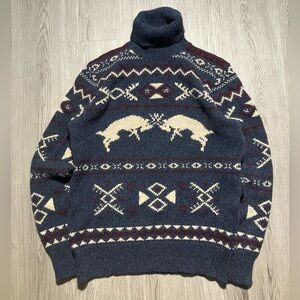 Polo Ralph Lauren Wool Cashmere Knit sweater Reindeer Winter Turtleneck XL